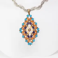 Pendant 40cm - Talia Rhombus M-Khaki Braid - Pendant 40cm - Laiton bronze